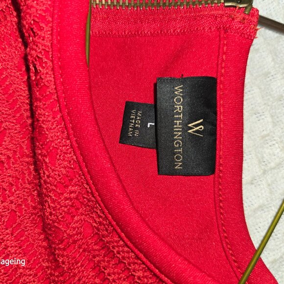 Worthington Red Sleeveless Peplum Top - Picture 2 of 5